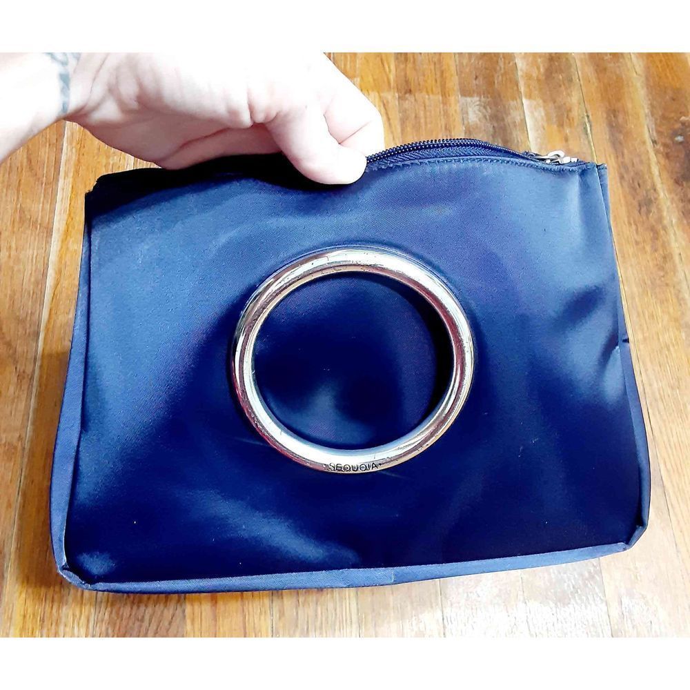 Sequoia makeup/ pencil/ money bag/ purse in Navy Blue with silver metal decorati